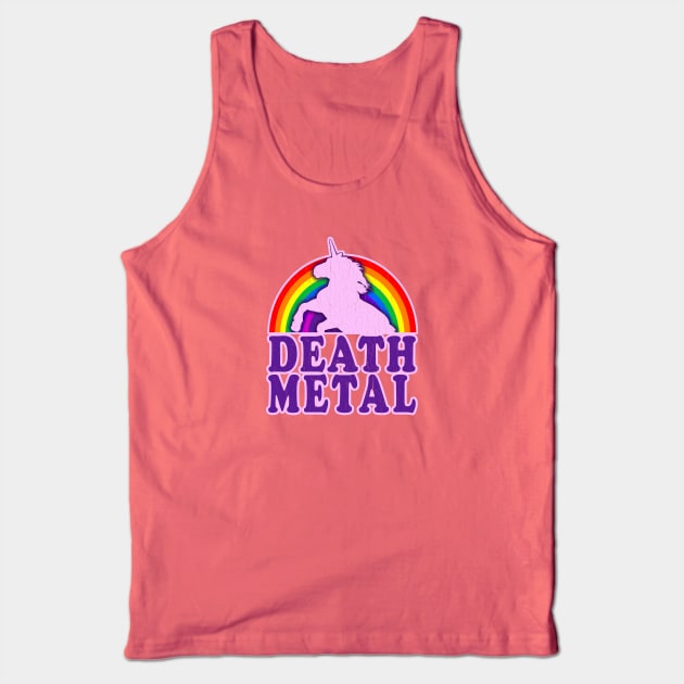 Funny Death Metal Unicorn Rainbow Tank Top by robotface
